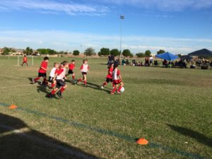 Laveen Soccer players take the field.
