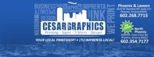 Cesar Graphics serves the Laveen Village area with graphic design, car wraps, signage, banners, printing, flyers, and more.