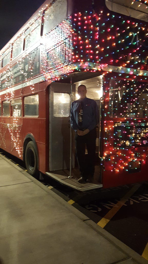 Rob Olson Christmas bus in Laveen, AZ.