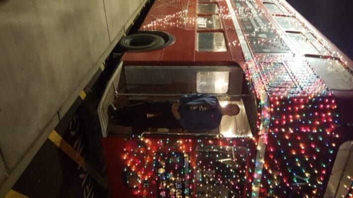 Rob Olson Christmas bus in Laveen, AZ.