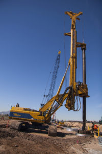 Drilling at the Salt River Bridge for the South Mountain Freeway near Laveen, AZ.