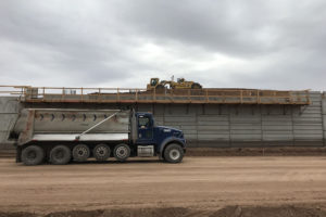 ADOT photo showing Southern Avenue Interchange wall underway as part of the Loop 202 construction.