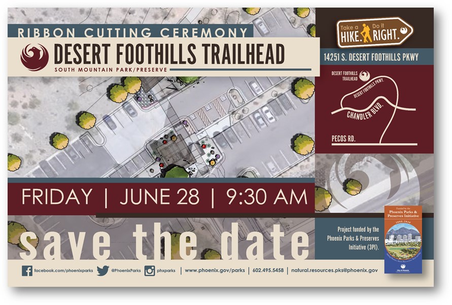 Ribbon cutting set for 9:30 a.m. June 28 for Desert Foothills Trailhead at South Mountain Park.