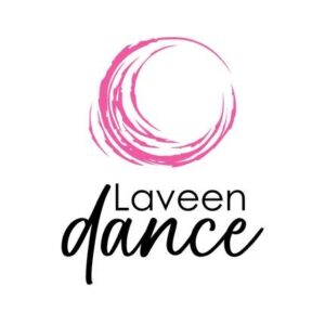 PHoto shows the words Laveen Dance under a magenta swirl.