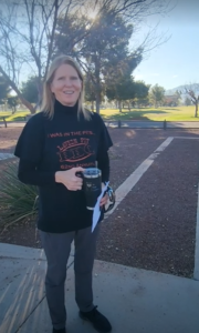 Photo shows Stephanie Hurd standing with Cesar Chavez Park in Laveen in the background.
