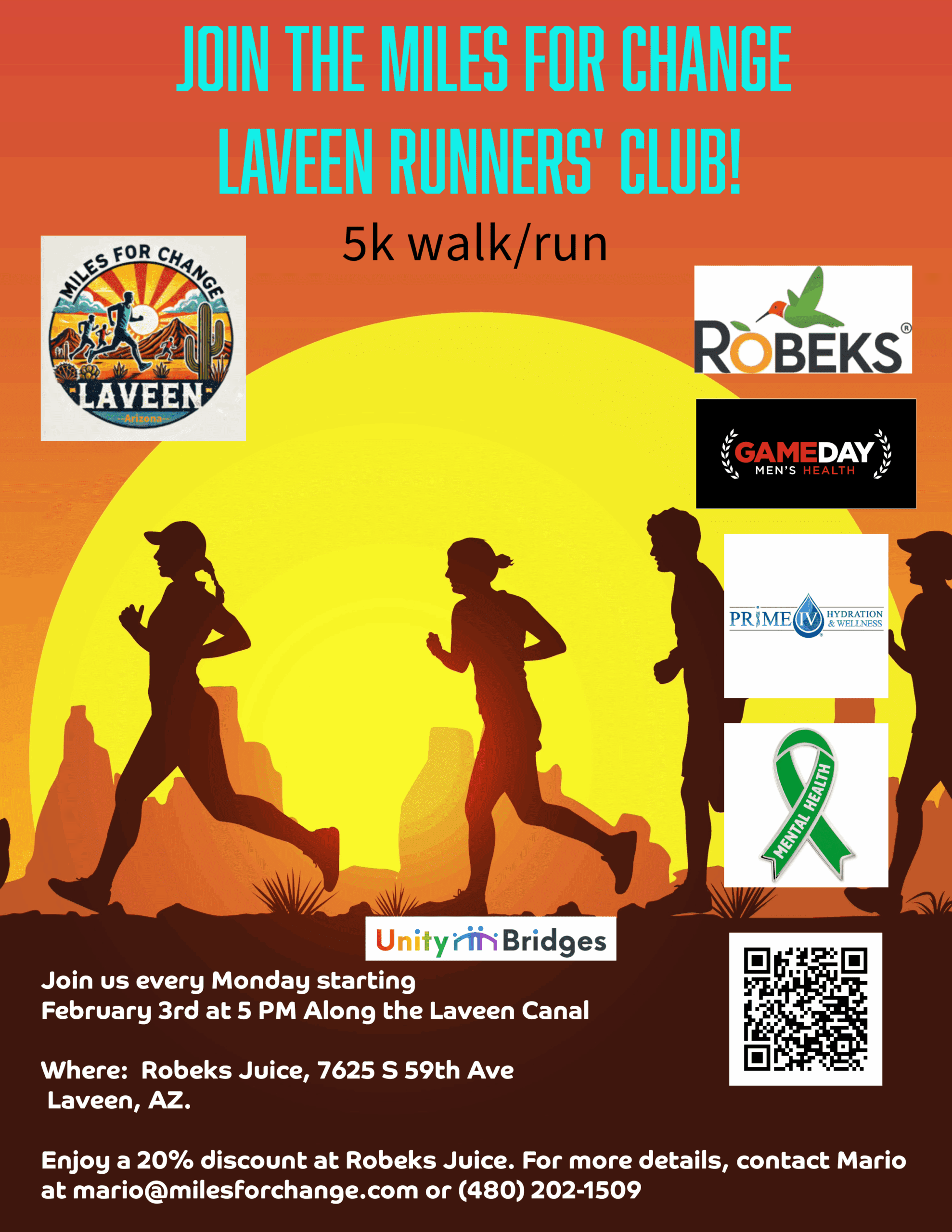 Miles for Change in Laveen is a walking and running group that gets together Mondays at 5 p.m. to walk and run along the Laveen Canal.