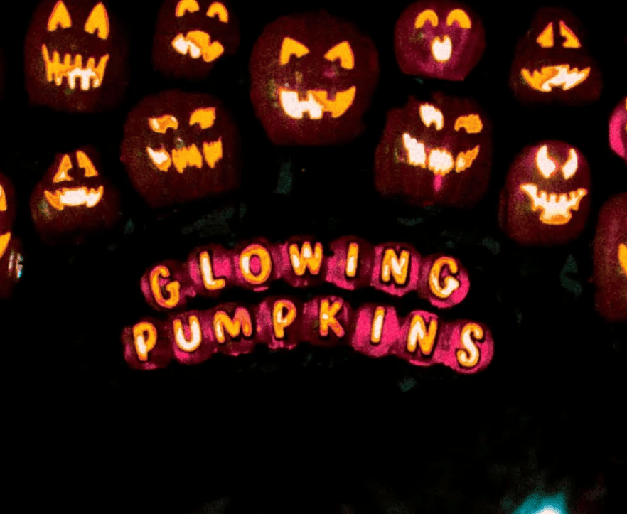 Promotional graphic for the Glowing Pumpkins event at Rawhide.